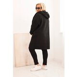 Kesi Włoski Plus Size women's coat made of faux sheepskin with a hood and pockets black | Shoptok.si