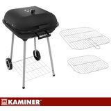 Kaminer vrtni roštilj na oglje s poklopcem – prenosni BBQ roštilj s kolesi in policami | Shoptok.si