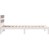  Krevet s okvirom s naslonom bijeli 80x200 cm od masivnog drva borovine | shoptok.hr