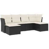 Maison Chic Seti vrtnega pohištva - Vrtna garnitura - Vrtni pohištvo set 6-delna z blazinami črna poli ratan, (21808812) | Shoptok.si