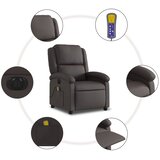  Električni masažni naslonjač od prave kože tamnosmeđi | shoptok.hr