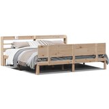 Maison Chic Posteljni okvir - Dvoposteljna postelja - Zakonska postelja z vzglavjem 200x200 cm trdna borovina, (21692689) | Shoptok.si