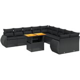 Maison Chic Seti vrtnega pohištva - Vrtna garnitura - Vrtni pohištvo set 11-delna z blazinami črn poli ratan, (21816073) | Shoptok.si