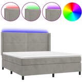  The Living Store Box spring postelja z vzmetnico LED svetlo siva 180x200cm žamet - Box Spring Postelja, (21445658) | Shoptok.si
