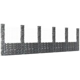  Gabionska košara U-oblika sa 6 stupova 620x20x200 cm željezna | shoptok.hr