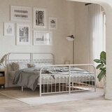  The Living Store Kovinski posteljni okvir z vzglavjem in vznožjem bel 160x200 cm - Posteljni Okvir, (21529818) | Shoptok.si
