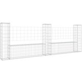 vidaXL Gabionska košara U-oblika s 3 stupa 260 x 20 x 100 cm željezna | shoptok.hr