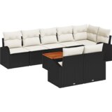  Vrtna garnitura - 9-dijelni set vrtnih sofa s jastučićima Crni poliratan i akacija | shoptok.hr