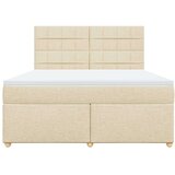 vidaXL Box spring postelja z vzmetnico krem 180x200 cm blago, (21309193) | Shoptok.si