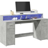 vidaXL Radni stol s LED svjetlima sivi 160x55x91 cm konstruirano drvo Cijene