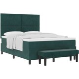  Krevet s boxspringom s madracem i klupom tamnozelene boje 140x190 cm baršun | shoptok.hr