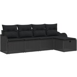 vidaXL Vrtna sedežna garnitura z blazino 5 pcs Črna Poly ratan, (5000142792) | Shoptok.si