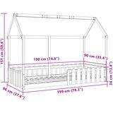  Okvir kreveta za dječju kućicu bijeli 90 x 190 cm borovina | shoptok.hr
