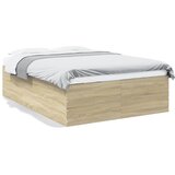 vidaXL Posteljni okvir sonoma hrast 135x190 cm inženirski les | Shoptok.si
