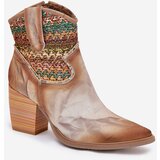 Maciejka Leather Cowboy Ankle Boots With Decorative Braiding | Shoptok.si