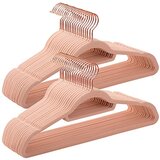Songmics Žametni obešalniki, set 50 obešalnikov za oblačila, nedrseči, s prečko in kavljem iz rožnatega zlata, prostorsko varčni, debelina 0,6 cm, dolžina 43,5 cm, za obleke, svetlo roza CRF21PK50, (21298204) Cene