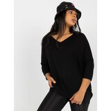 Fashion Hunters Black blouse for everyday wear with 3/4 sleeves Cene