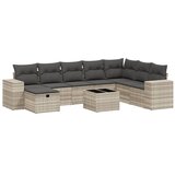  9-dijelni set vrtnih sofa od poliratana s jastucima svjetlosivi | shoptok.hr