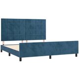  Posteljni okvir z vzglavjem temno moder 160x200 cm žamet, (20904385) | Shoptok.si