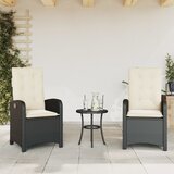  3-dijelni bistro set s jastucima crni od poliratana | shoptok.hr