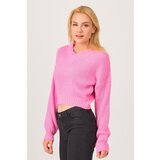 Dewberry Z3034 WOMEN'S V-NECK SWEATER-PINK | shoptok.hr