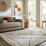 Flair Rugs Kremno bela ročno tkana preproga iz mešanice volne 160x230 cm Astera Linear – | Shoptok.si