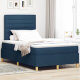 vidaXL Box Spring postelja z vzmetnico modra 120x200 cm tkanina, (22051683) | Shoptok.si