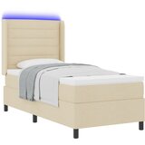 vidaXL Postelja z vzmetnico in LED lučko v krem barvi, 90x200 cm Tkanina, (22049921) | Shoptok.si