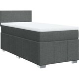 vidaXL Box spring postelja z vzmetnico temno siva 90x200 cm blago | Shoptok.si