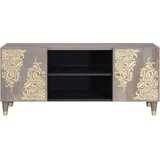 TV omarica Siva in zlata 105 x 33.5 x 46 cm Trden mangov les, (5000064663) | Shoptok.si