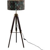 QAZQA Vloerlamp messing met velours lampenkap blad dessin met gouden binnenkant 50/50/25 - Simplo Cene