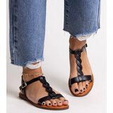 Gemre Black flat sandals Amaranth | ePonuda.com