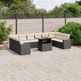 vidaXL 11-dijelni set vrtnih sofa od poliratana s jastucima crni | shoptok.hr