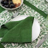 Linen Tales Lanen pogrinjek 35x45 cm Evergreen Damask – | Shoptok.si