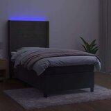  Krevet box spring s madracem LED tamnosivi 100x200 cm baršun | shoptok.hr