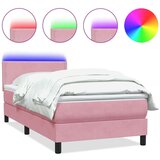 Box spring postelja z vzmetnico roza 80x220 cm žamet, (21790736) | Shoptok.si