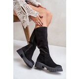 Zazoo Suede Knee High Warm Boots Black 70145 | shoptok.hr