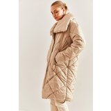 Bianco Lucci Women's Metal Buttoned Diamond Patterned Oversize Puffer Coat | Shoptok.si