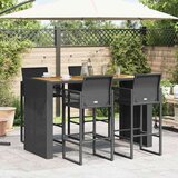vidaXL Vrtna barska garnitura 5-delna črn poli ratan/akacija | Shoptok.si