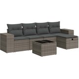  6-dijelni set vrtnih sofa od poliratana s jastucima sivi Slike