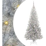 vidaXL Božično drevo med 300 LED z stojalom srebrna 210 cm PET | Shoptok.si