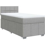 vidaXL Box spring postelja z vzmetnico svetlo siv 100x200 cm blago | Shoptok.si