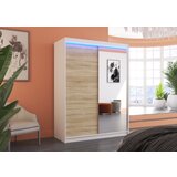 ADRK Drsna omara z ogledalom JORDI 150 cm - BELA-SONOMA HRAST | Shoptok.si