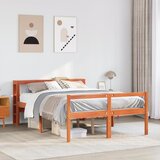 Maison Chic Posteljni okvir - Dvoposteljna postelja - Zakonska postelja z vzglavjem voščeno rjava 120x200 cm borovina, (21693467) | Shoptok.si