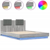  The Living Store Posteljni okvir z vzglavjem in LED siva sonoma 120x200 cm - Posteljni Okvir, (21528571) | Shoptok.si