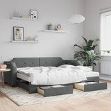 The Living Store Izvlečna dnevna postelja s predali temno siva 100x200 cm blago - Izvlečna Dnevna Postelja, (21508938) | Shoptok.si