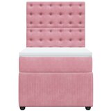 vidaXL Box spring krevet s madracem ružičasti 90x190 cm baršunasti | shoptok.hr