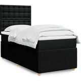 vidaXL Box spring postelja z vzmetnico črna 90x200 cm blago | Shoptok.si