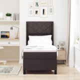 Box Postelja s pomično vzmetnico in LED osvetlitvijo Rjava 90x190 cm Tkanina, (22049569) | Shoptok.si