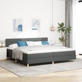 vidaXL vzmetnica na podstavku z vzmetnico Temno siva 200 x 200 cm Tkanina Cene